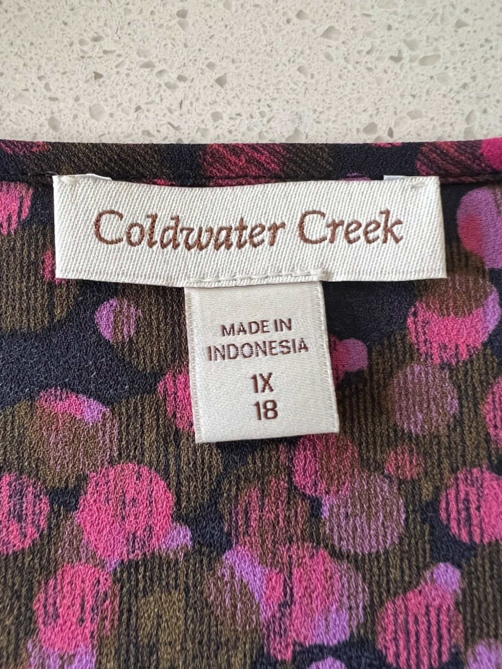 Coldwater Creek Blouse Top Size 1X/18 Plus Pullover All Over Print Sleeveless - Picture 3 of 6